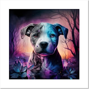 Spooky Pit Bull Puppy Posters and Art